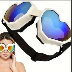 Frostbite White Rave Dance Goggles, Festival wear, unisex, EDC